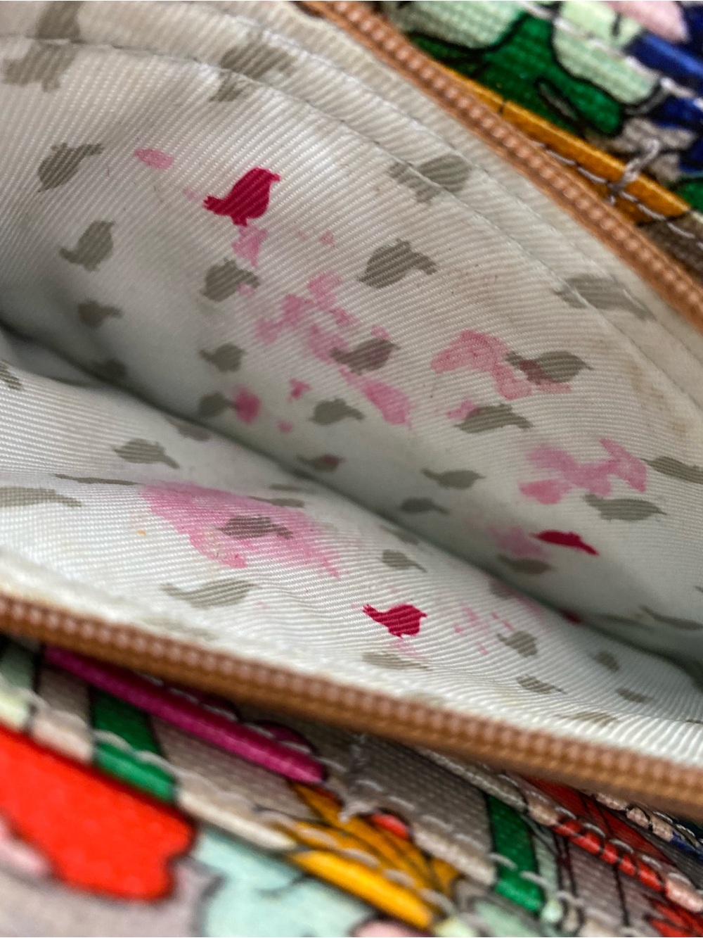 Sakroots Floral Crossbody Wallet in Beige, Pink, Orange, Yellow, Green - Picture 11 of 12